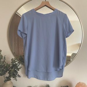 LOFT Light Blue Short Sleeve Blouse Size Medium